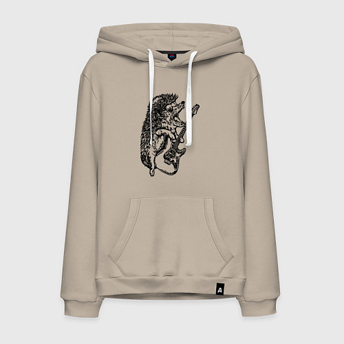 Мужская толстовка-худи Ёжик рокер / Миндальный – фото 1