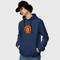 Толстовка-худи хлопковая мужская Манчестер Юнайтед фк спорт, цвет: тёмно-синий — фото 2