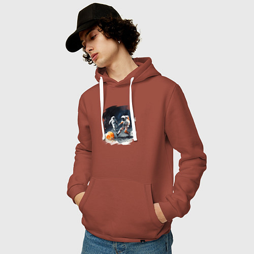 Мужская толстовка-худи Космические футболисты / Кирпичный – фото 3