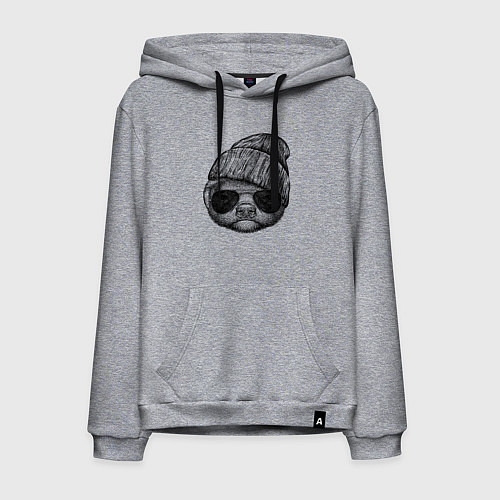 Мужская толстовка-худи Медоед в шапке и очках / Меланж – фото 1