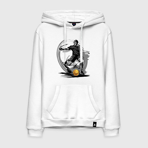 Мужская толстовка-худи Золотой мяч футболиста / Белый – фото 1