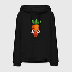 Толстовка-худи хлопковая мужская Морковка кавайная, цвет: черный
