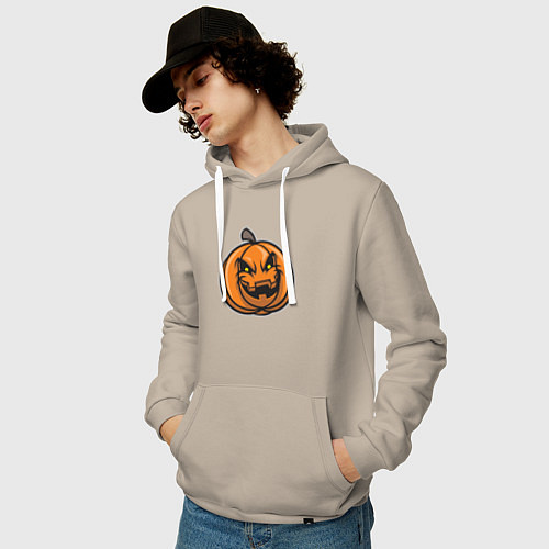 Мужская толстовка-худи Pumpkin Halloween / Миндальный – фото 3