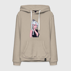 Толстовка-худи хлопковая мужская Шэдоухарт - серебрянные волосы, цвет: миндальный