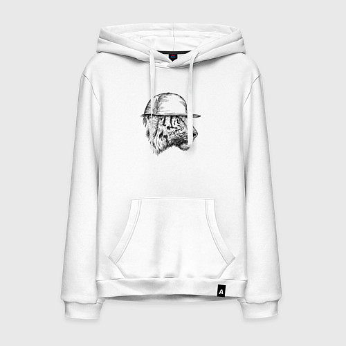 Мужская толстовка-худи Профиль тигра репера / Белый – фото 1