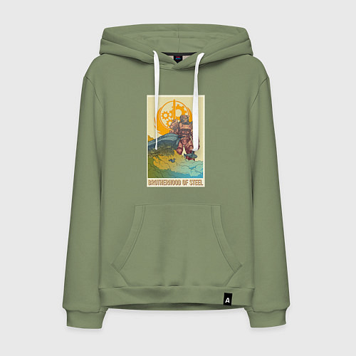 Мужская толстовка-худи Fallout - brotherhood of steel / Авокадо – фото 1