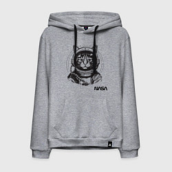 Толстовка-худи хлопковая мужская Кот - космонавт - nasa, цвет: меланж