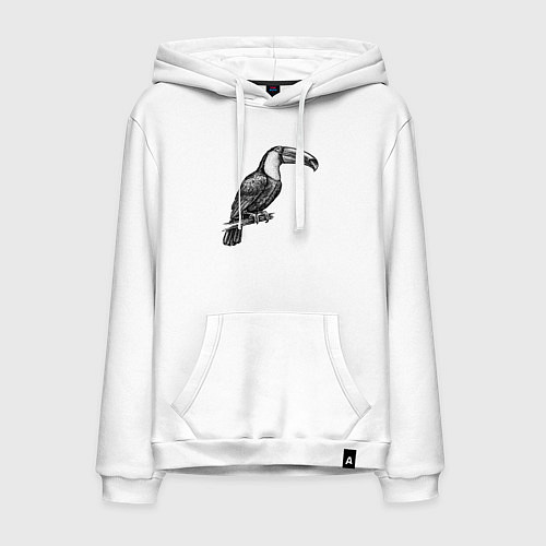 Мужская толстовка-худи Тукан на жердочке / Белый – фото 1