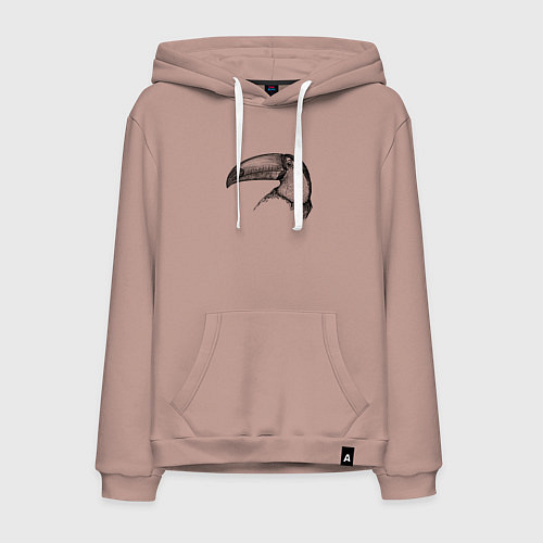 Мужская толстовка-худи Голова тукана / Пыльно-розовый – фото 1