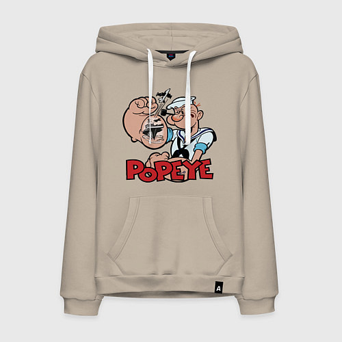 Мужская толстовка-худи Попай - бицепс / Миндальный – фото 1