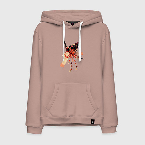 Мужская толстовка-худи Мидзухики: журавлик и бубенцы / Пыльно-розовый – фото 1