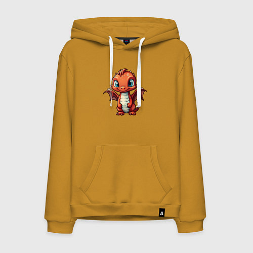 Мужская толстовка-худи Дракоша карминный шустрик / Горчичный – фото 1