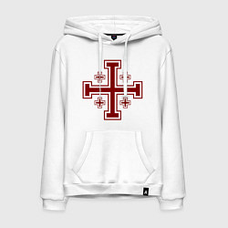 Толстовка-худи хлопковая мужская Крест рыцарей Антиохии, цвет: белый
