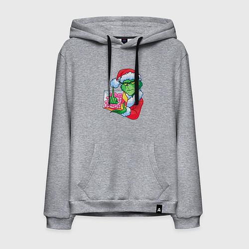 Мужская толстовка-худи Гринч без подарка / Меланж – фото 1