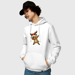 Толстовка-худи хлопковая мужская Dabbing deer, цвет: белый — фото 2