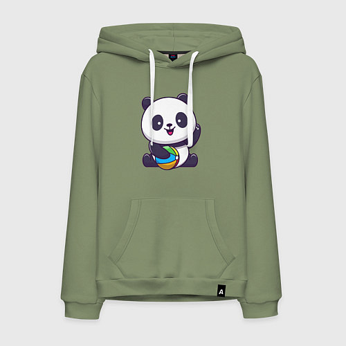 Мужская толстовка-худи Панда с мячиком / Авокадо – фото 1