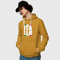 Толстовка-худи хлопковая мужская Italia, цвет: горчичный — фото 2