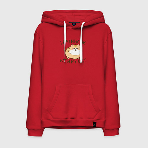 Мужская толстовка-худи Я бы предпочёл быть со своим котом / Красный – фото 1