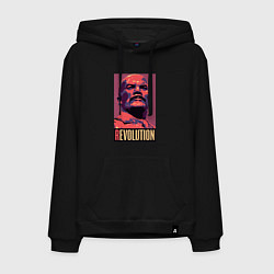 Толстовка-худи хлопковая мужская Lenin revolution, цвет: черный