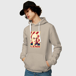 Толстовка-худи хлопковая мужская Vladimir Lenin, цвет: миндальный — фото 2