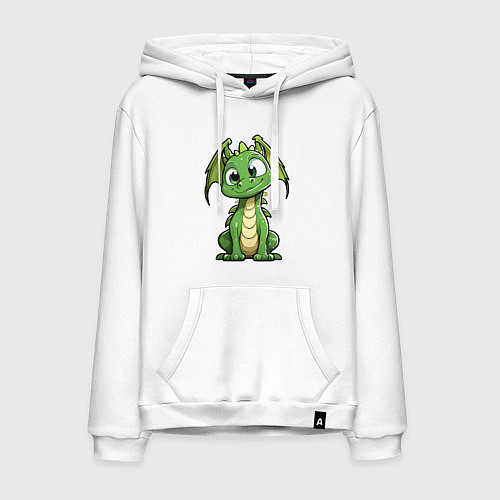 Мужская толстовка-худи Маленький дракончик / Белый – фото 1