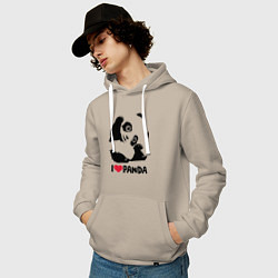 Толстовка-худи хлопковая мужская I love panda, цвет: миндальный — фото 2