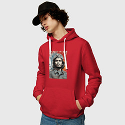 Толстовка-худи хлопковая мужская Портрет Че Гевара, цвет: красный — фото 2