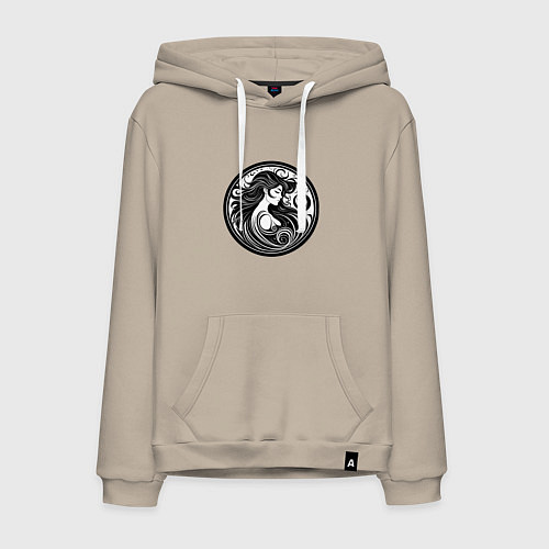 Мужская толстовка-худи Трайбл узор девушки тату / Миндальный – фото 1