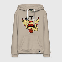 Толстовка-худи хлопковая мужская Bulls logo with hands, цвет: миндальный