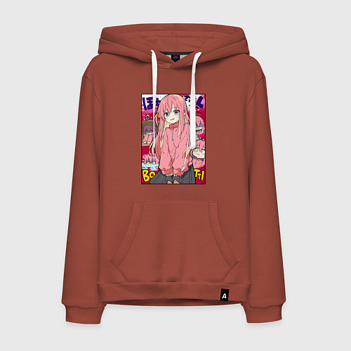 Мужская толстовка-худи Неуверенная Хитори - Bocchi the Rock / Кирпичный – фото 1