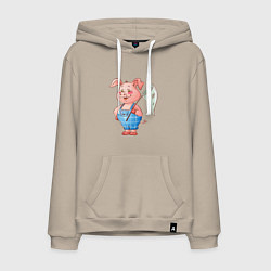 Мужская толстовка-худи Мультяшный поросенок с сачком