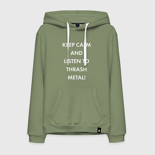 Мужская толстовка-худи Надпись Keep calm and listen to thash metal / Авокадо – фото 1