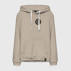 Толстовка-худи хлопковая мужская Валькнут на груди, цвет: миндальный