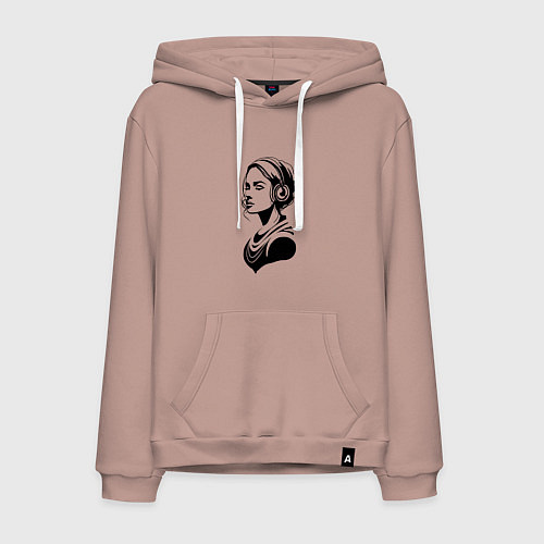 Мужская толстовка-худи Девушка с музыкой / Пыльно-розовый – фото 1