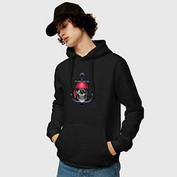 Толстовка-худи хлопковая мужская Мёртвый пират, цвет: черный — фото 2