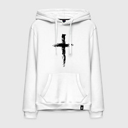 Толстовка-худи хлопковая мужская Крест волнистый графика, цвет: белый