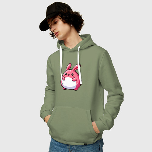 Мужская толстовка-худи Толстый розовый кролик / Авокадо – фото 3