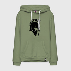 Толстовка-худи хлопковая мужская Спартанец - шлем, цвет: авокадо