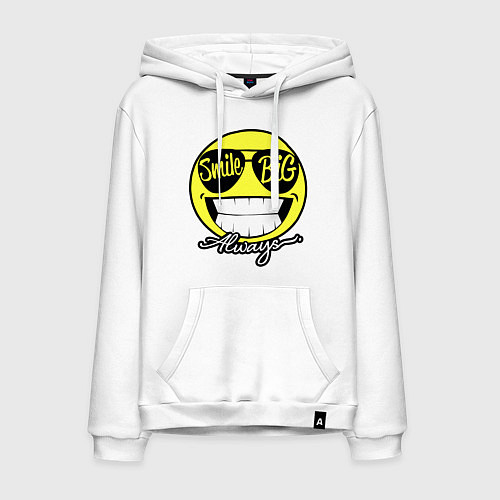 Мужская толстовка-худи Smile big always / Белый – фото 1