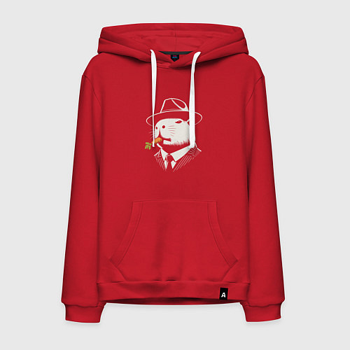 Мужская толстовка-худи Капибара гангстер с морковкой / Красный – фото 1