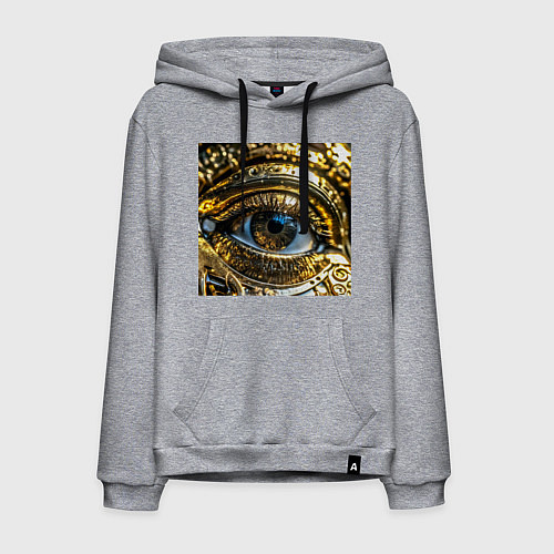 Мужская толстовка-худи Глаз металлический желтого цвета в стиле стимпанк / Меланж – фото 1