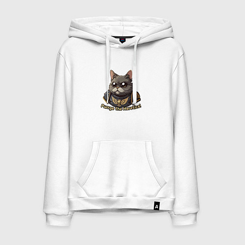Мужская толстовка-худи Котик еретик / Белый – фото 1