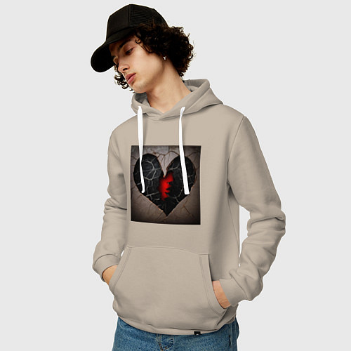 Мужская толстовка-худи Треск в сердце / Миндальный – фото 3