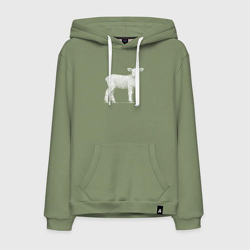 Мужская толстовка-худи Белый ягненок / Авокадо – фото 1