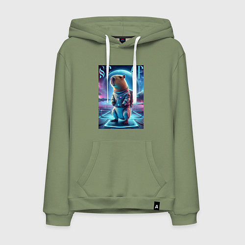 Мужская толстовка-худи Космонавт Каппи в скафандре - нейросеть / Авокадо – фото 1