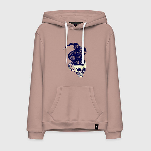 Мужская толстовка-худи Dead drink space skull / Пыльно-розовый – фото 1