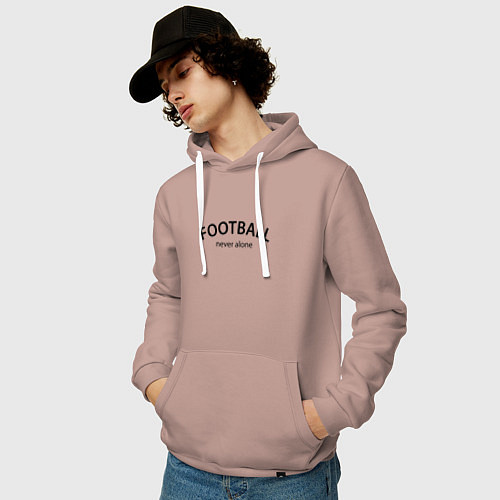 Мужская толстовка-худи Football never alone - motto / Пыльно-розовый – фото 3
