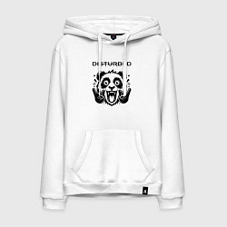 Толстовка-худи хлопковая мужская Disturbed - rock panda, цвет: белый