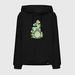 Толстовка-худи хлопковая мужская Green Totoro, цвет: черный