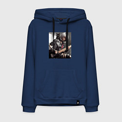 Мужская толстовка-худи Девчонка рок гитарист с чёрным котом